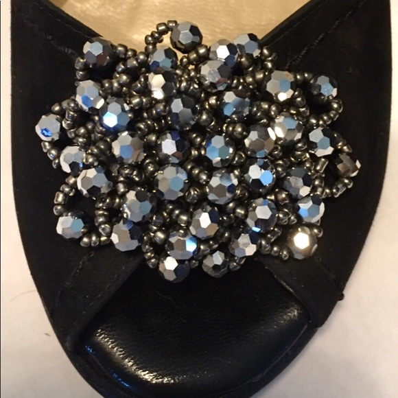 Peter Kaiser Black Suede Embellished Open Toe Heel - Picture 2 of 7